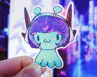 Tiny Alien Juno Overwatch 2 Sticker: Holographic Laptop Decal
