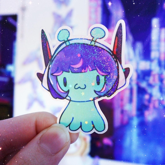 Tiny Alien Juno Overwatch 2 Sticker: Holographic Laptop Decal