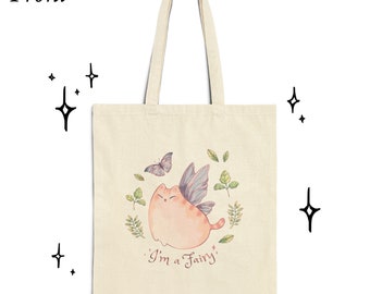 I'm a Fairy Cat Tote Bag, Aesthetic Tote Bag, Cat Tote Bag