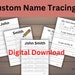 Custom Name Tracing Sheet Printable Practice Sheets Customized First ...