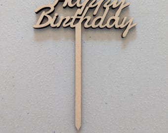 Happy Birthday Wood Cupcake Toppers for Birthday Parties