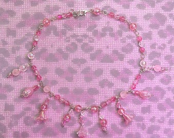 sugar blush y2k Halskette | Rosa, handgearbeitet & gefädelt & gefädelt