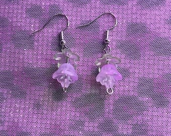 Lilac Bloom Perlen Tropfen Ohrringe: Rosa & Grün Floral Charms