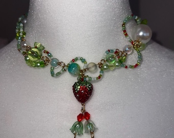 handgemachte Erdbeer-Perlen-Halskette | Frucht Charme Choker