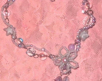 Blaue Blumen Perlen Halskette | Handgemachte Kawaii Y2K Choker