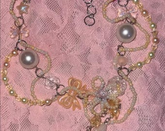 Handgemachte Perlen Blumen Halskette | Y2K Boho Perle Schmetterling Schmuck