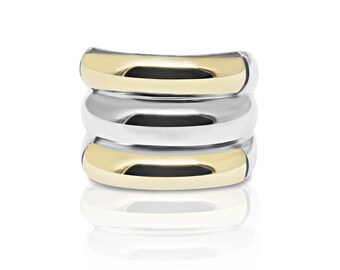 Sterling Silver and Gold Plated Trilogy Ring