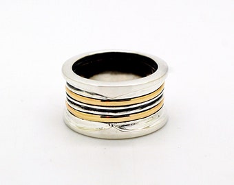 Sterling Silver with Gold Plated Wheel Ring