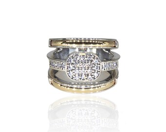 Sterling Silver Ring with dazzling row of white cubic zirconia stones Aria Ring