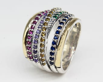 Sterling Silver with Cubic Zirconias Valentina Layered Ring