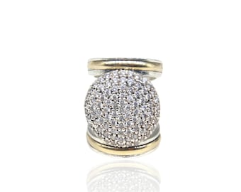 Sterling Silver and Gold plated with White Cubic Zirconias Goddess Ring