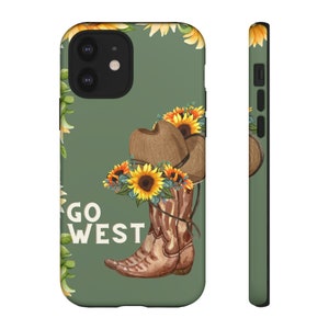 Go West - カウガール タフ フォン ケース | iPhone 11 ケース | iPhone 12 ケース | iPhone 13 ケース | ウエスタン フォン ケース | ひまわり フォン ケース | カウガール