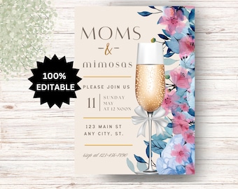 EDITABLE Moms and Mimosas Brunch Invite, Mothers Day Brunch Invitation, Mimosa Brunch, Ladies Brunch Invite, Mothers Day Brunch Invitation