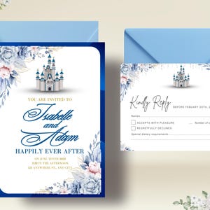 EDITABLE Disney Cinderella Inspired Wedding Invitation, Disney Wedding Invitation Bundle, Wedding Invitations, Wedding RSVP, Disney RSVP