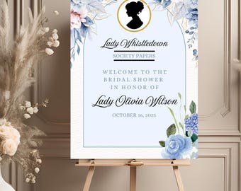 EDITABLE Bridgerton Themed Shower Welcome Sign, Lady Whistledown's Society Papers, Wisteria, Bridgerton Bridal Shower, Bridgerton Party