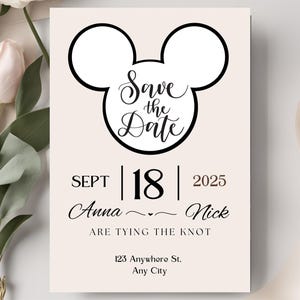Convite Mickey Save the Date EDITÁVEL, Cartão Postal Mágico de Casamento Mickey, Disney Save The Date, Cartão de Casamento Disney, DOWNLOAD INSTANTÂNEO