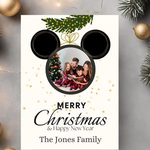 BEWERKBARE Disney-vakantiekaart, zeer vrolijke Mickey-kerstkaart, magische kerstkaart, Mickey Holiday, bewerkbare sjabloon, Instant Download