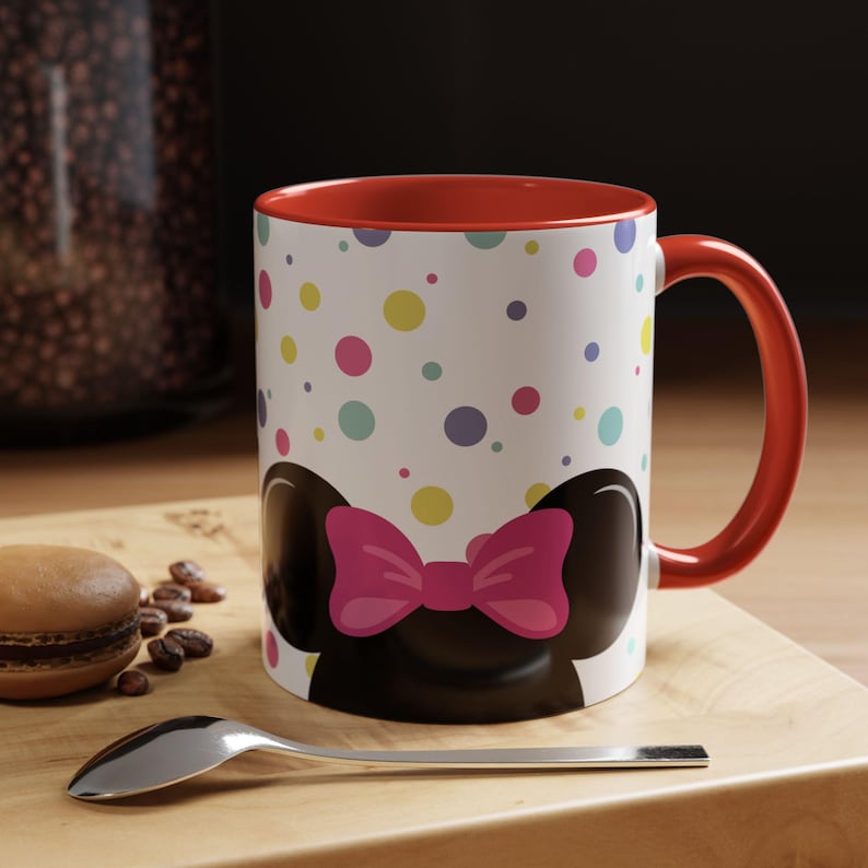Taza de café de Minnie Mouse de Disney, regalo para amantes de Disney, taza de té de cerámica de Minnie, regalo de cumpleaños para ella, taza decorativa para cocina imagen 1
