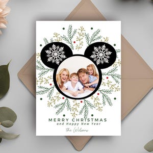 EDITABLE Disney Xmas Card, Very Merry Mickey Christmas Card, Magical Christmas Card, Mickey Holiday, Editable Template, Instant Download