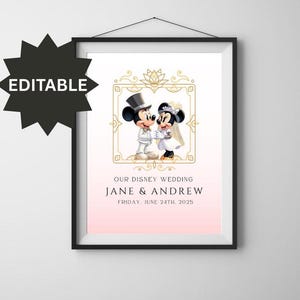 EDITABLE Personalized Wedding Gift, Editable Template, Gift for Couple, Mickey Minnie Gift, Couples Anniversary, Disney Wedding Present