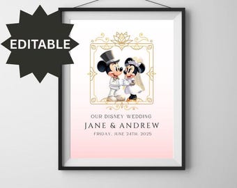 EDITABLE Personalized Wedding Gift, Editable Template, Gift for Couple, Mickey Minnie Gift, Couples Anniversary, Disney Wedding Present