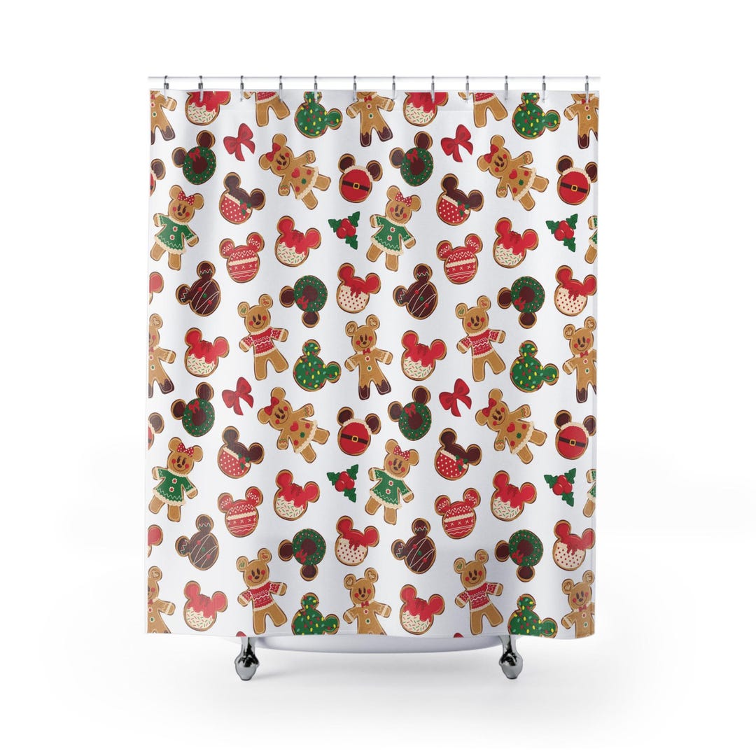 Disney Cookie Shower Curtain, Mickey Mouse Christmas, Gift for Disney