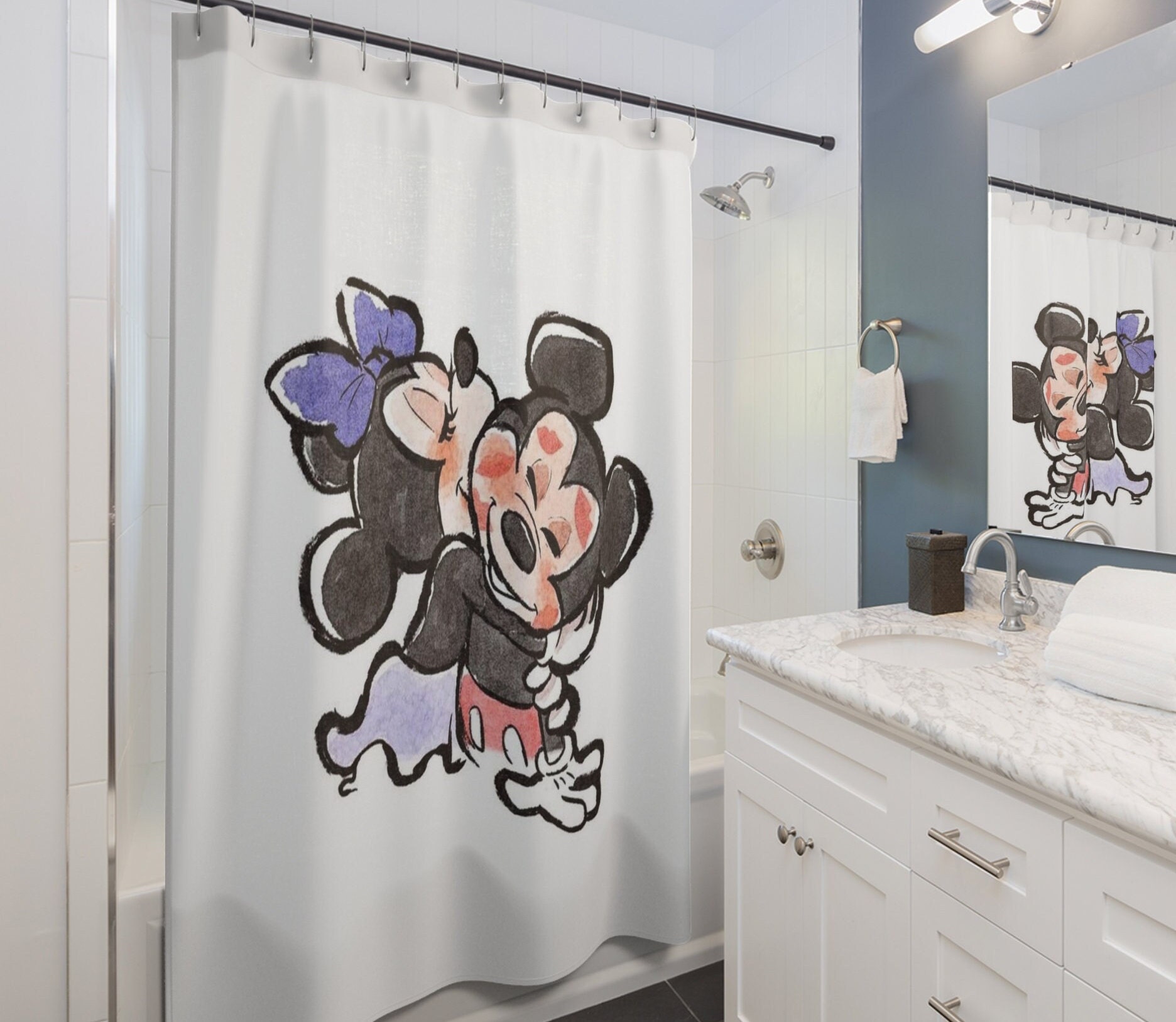 Mickey & Minnie Shower Curtain Etsy