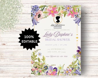 EDITABLE Bridgerton Bridal Shower Invitation Template, Lady Whistledown  Bridal Party Invite, Bridgerton Inspired Theme (Digital Template)
