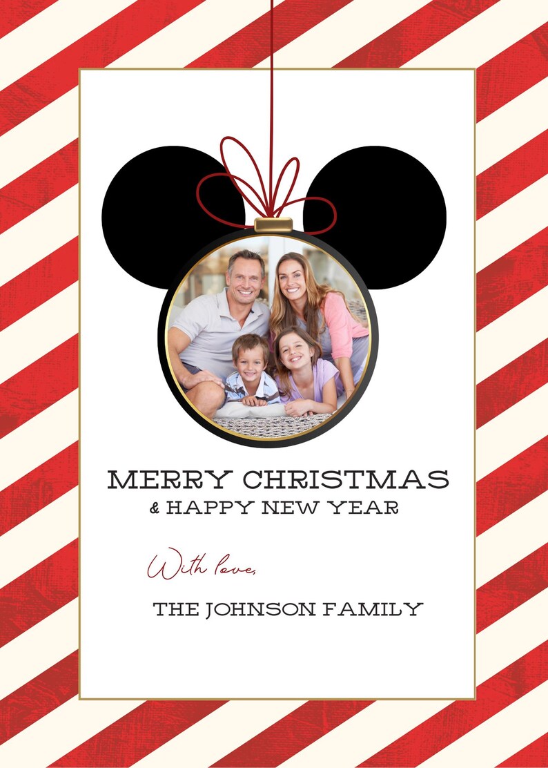 EDITABLE Disney Xmas Card, Merry Mickey Christmas Card, Disney Holiday