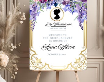 EDITABLE Bridgerton Themed Shower Welcome Sign, Lady Whistledown's Society Papers, Lavender, Bridgerton Bridal Shower, Bridgerton Party