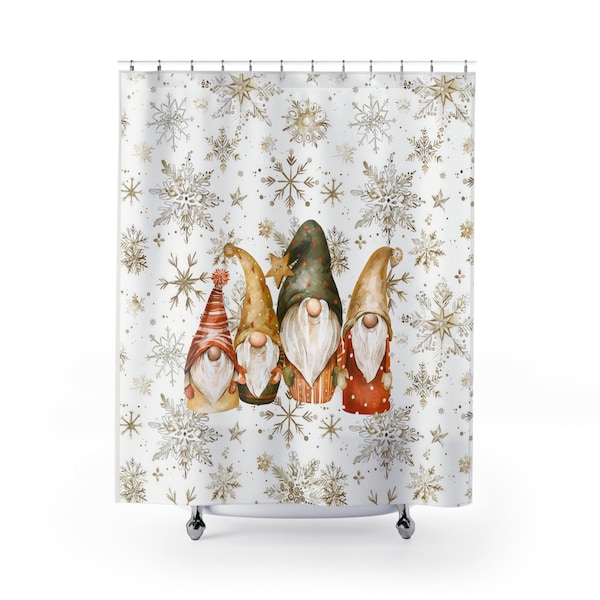 Gnome Winter Shower Curtain, Winter Decor, Gnome Country Style, Farmhouse decor, Gnome Seasonal bathroom