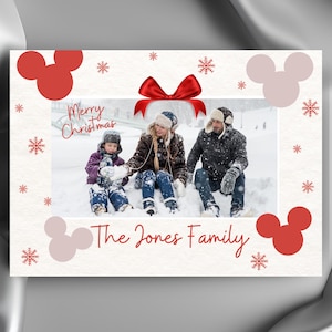 EDITABLE Disney Snow Xmas Card, Very Merry Mickey Christmas Card, Magical Card, Mickey Holiday, Editable Template, Instant Download