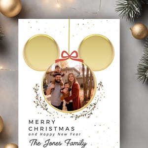 Carte de Noël modifiable Disney or, carte de Noël Disney, carte de Noël magique, modèle de carte de vœux Disney or, téléchargement immédiat