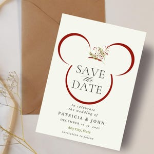 EDITIERBARE Micky Save the Date Einladung, magische Micky Hochzeitspostkarte, Disney Save The Date, Disney Hochzeitskarte, INSTANT DOWNLOAD