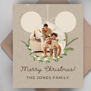 EDITABLE Disney Holiday Ornament Xmas Card, Very Merry Mickey Christmas Card, Magical Christmas Card, Editable Template, Instant Download