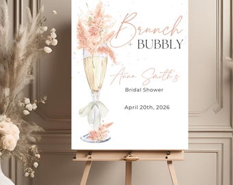 EDITABLE Bridal Shower Welcome Sign Template, Brunch and Bubbly bridal shower welcome sign, Brunch Bridal Shower Sign, Welcome Poster