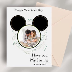 Carte MODIFIABLE Disney Saint-Valentin, Mickey Disney Saint-Valentin, carte chérie, modèle modifiable, amoureux de Disney, téléchargement immédiat