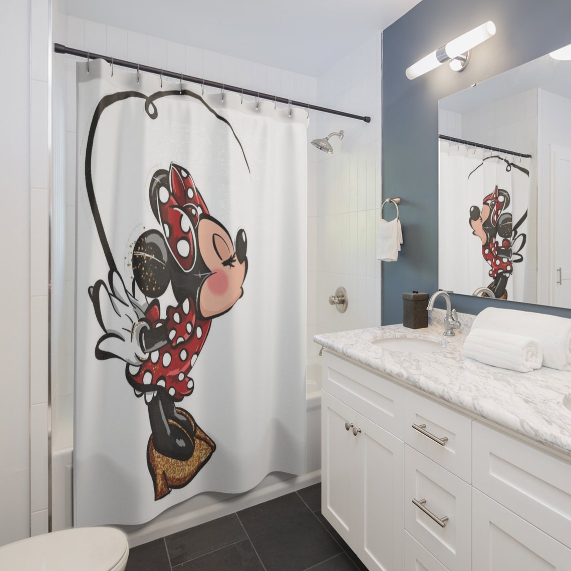 Minnie Mouse Disney Magic Shower Curtain, Magic Kingdom Shower, Disney