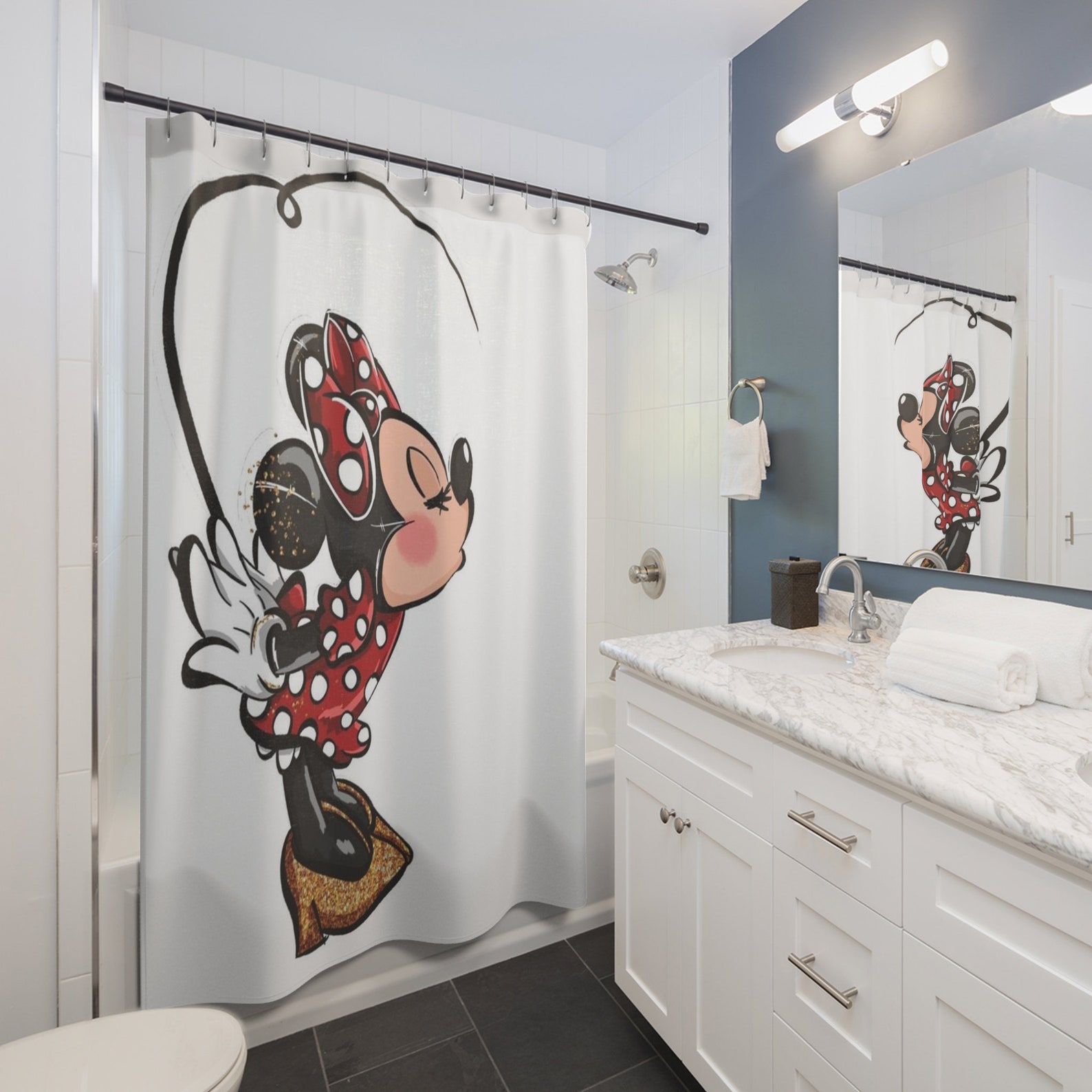 Minnie Mouse Disney Magic Shower Curtain, Magic Kingdom Shower, Disney