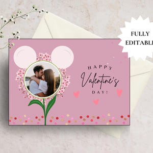 Carte de Saint-Valentin MODIFIABLE Disney, Mickey Disney Saint-Valentin, carte chérie, carte Disney, modèle modifiable, amoureux de Disney, téléchargement immédiat