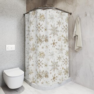 Tenda Doccia Invernale Con Pupazzo Di Neve: Tenda In Tessuto Per Bagno 178x178 Cm Con Alberi Innevati E Fiocchi Di Neve