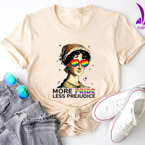 More Pride Less Prejudice, LGBTQ Shirt, Jane Austen Shirt, Proud Ally Shirt, Pride Month Shirt, Supporting Lgbt People Shirt