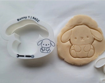 Bunny #1 Cookie Cutter with Optional Stamp - Dough, Icing, Fondant, Play-Doh - 942C