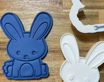 Bunny Cookie Cutter with Optional Stamp - Dough, Icing, Fondant, Play-Doh - 37CD