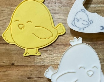 Chick Cookie Cutter with Optional Stamp - Dough, Icing, Fondant, Play-Doh - 7B98