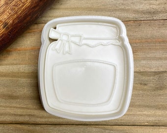 Honey Jar Cookie Cutter with Optional Stamp - Dough, Icing, Fondant, Play-Doh - D5G4
