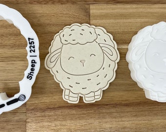 Sheep Cookie Cutter with Optional Stamp - Dough, Icing, Fondant, Play-Doh - 2257