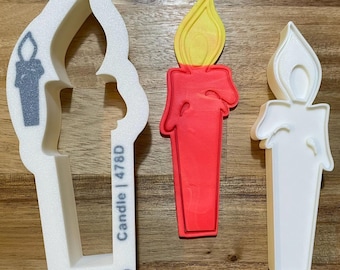 Candle Cookie Cutter with Optional Stamp - Dough, Icing, Fondant, Play-Doh - 478D