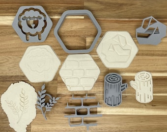 Catan Cookie Cutters and Stamps Set - Dough, Icing, Fondant, Play-Doh - 36GG