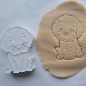 Dog #1 Cookie Cutter with Optional Stamp - Dough, Icing, Fondant, Play-Doh - 2EAB